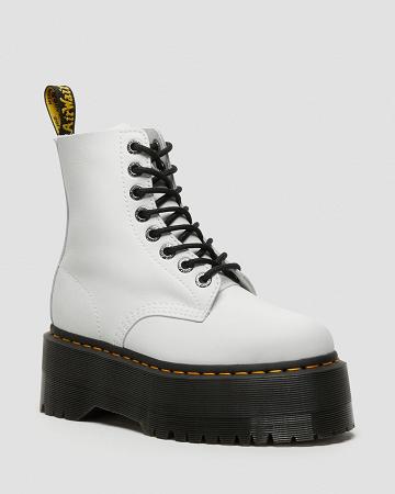 White Women's Dr Martens 1460 Pascal Max Leather Platform Boots | CA 231HAP